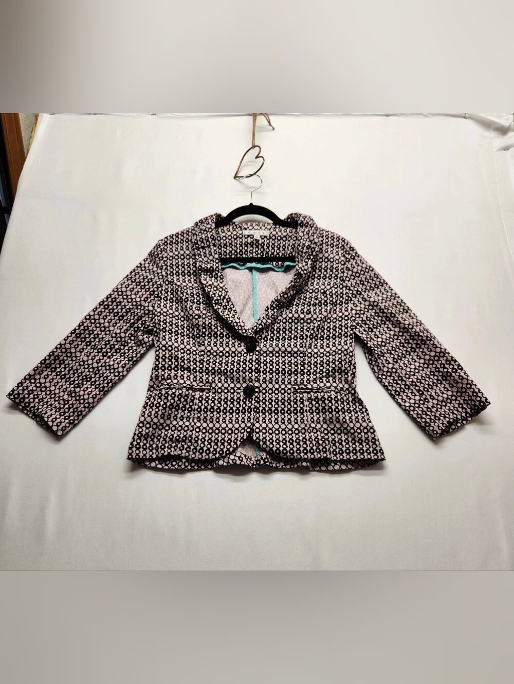 ⭐️CAbi Du Jour Blazer Jacket 10 Geometric Circle Dot Print Career #298 Cotton